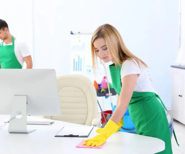 Warehouse Cleaning Professional with Cleaning Supplies