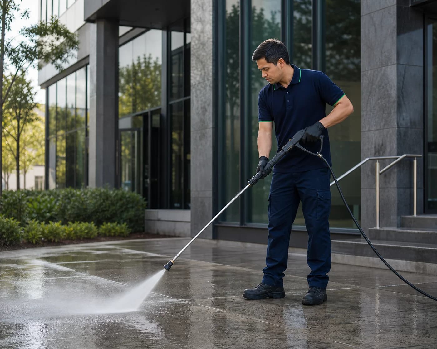 Post-Construction Cleaning Professional with Cleaning Supplies